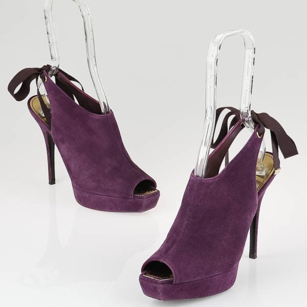 LOUIS VUITTON Purple Suede Hug Me Peep Toe Booties